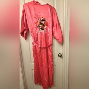 Dragon Embroidered Satin Pajama Robe